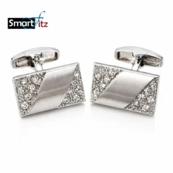 Luxury silver rhinestone cufflinks for men on formal shirt
