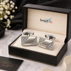 Luxury silver rhinestone cufflinks for men on formal shirt