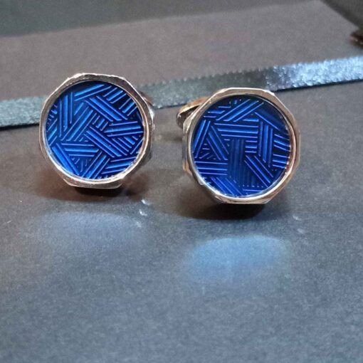 Cufflinks for Men in Round shape and Blue color