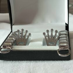 Alternative view of Silver Crown Cufflinks for men with chain