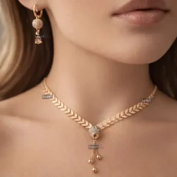 Sparkling Rose Gold Locket Set