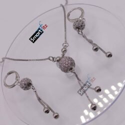 Alternative view of Locket Set for girls and women in ball shape with Earrings in Silver Color