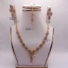 Jewellery Set for Bridals with Necklace, Drop Earrings and Bindiya in Champagne Color