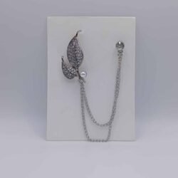 Alternative view of Leaf shape Brooch for Men (Silver)