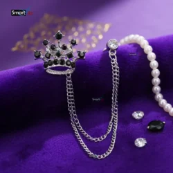 Royal Silver Crown Brooch for Men
