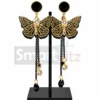 Black and gold butterfly drop earrings