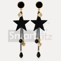 Black Star Drop Earrings