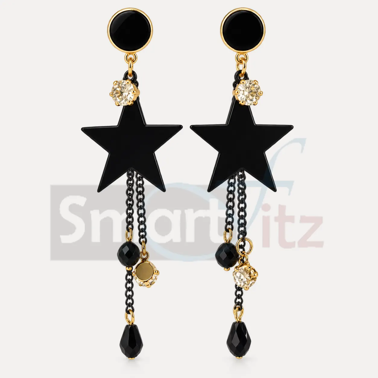 Black Star Drop Earrings