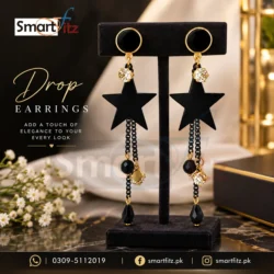 Black Star Drop Earrings - Image 3