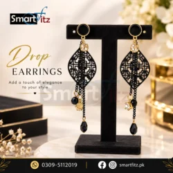 Alternative view of Stylish Black and Gold drop earrings