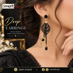 Stylish Black and Gold drop earrings - Image 3
