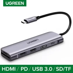 Alternative view of UGREEN USB C Hub 6 in 1 Multifunctional adapter