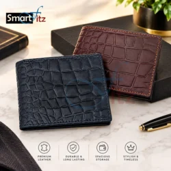 Men’s Classic Croc-Textured Bifold Wallet for Men - Image 9