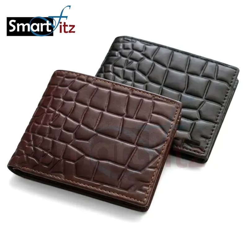 Men’s Classic Croc-Textured Bifold Wallet for Men