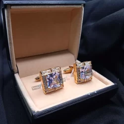 Alternative view of Golden Zircon Stone Cufflinks for Men