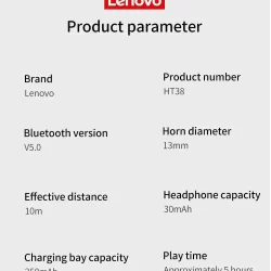 Lenovo HT38 Wireless Bluetooth Earphone
