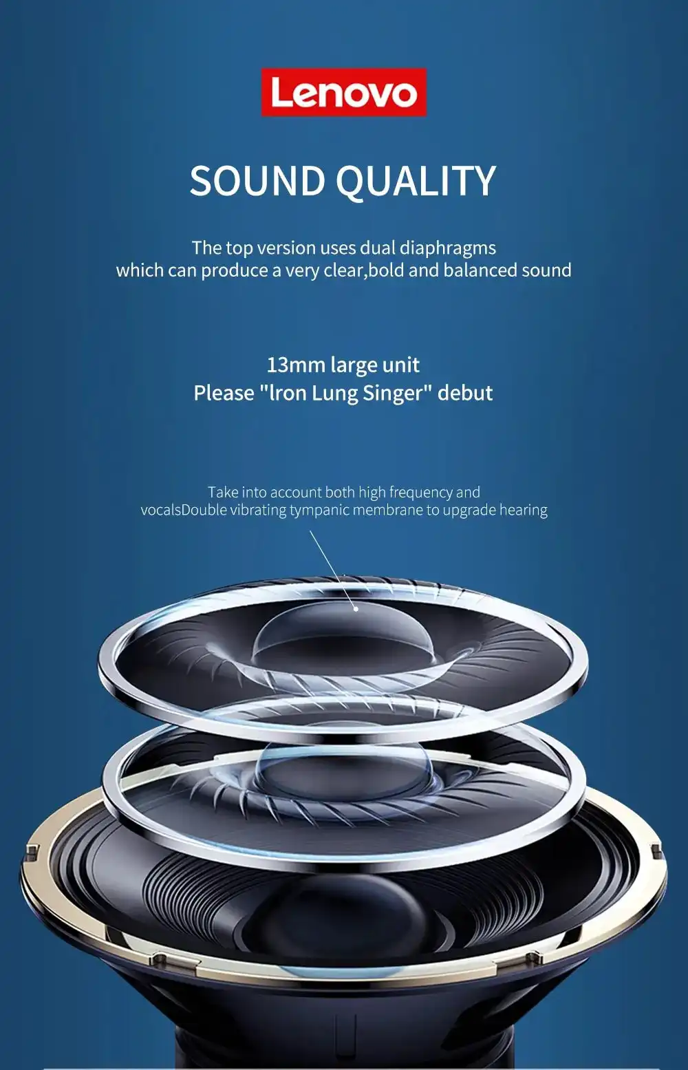 Lenovo HT38 Wireless Bluetooth Earphone