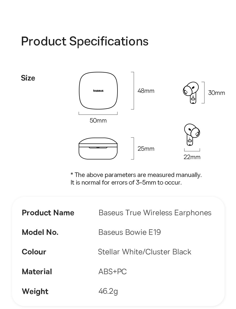 Baseus E19 Ture Wireless Earbuds