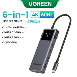 UGREEN USB C HUB 6-in-1 with HDMI and PD Ports