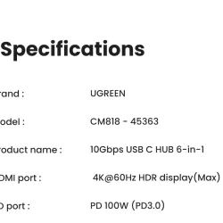 Ugreen 6 in 1 USB C HUB